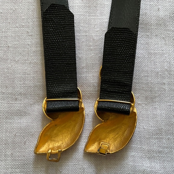Vintage Rare  Doreen Ryan Gold Tone Double Snake Buckle Signed Adjustable Belt main image 15